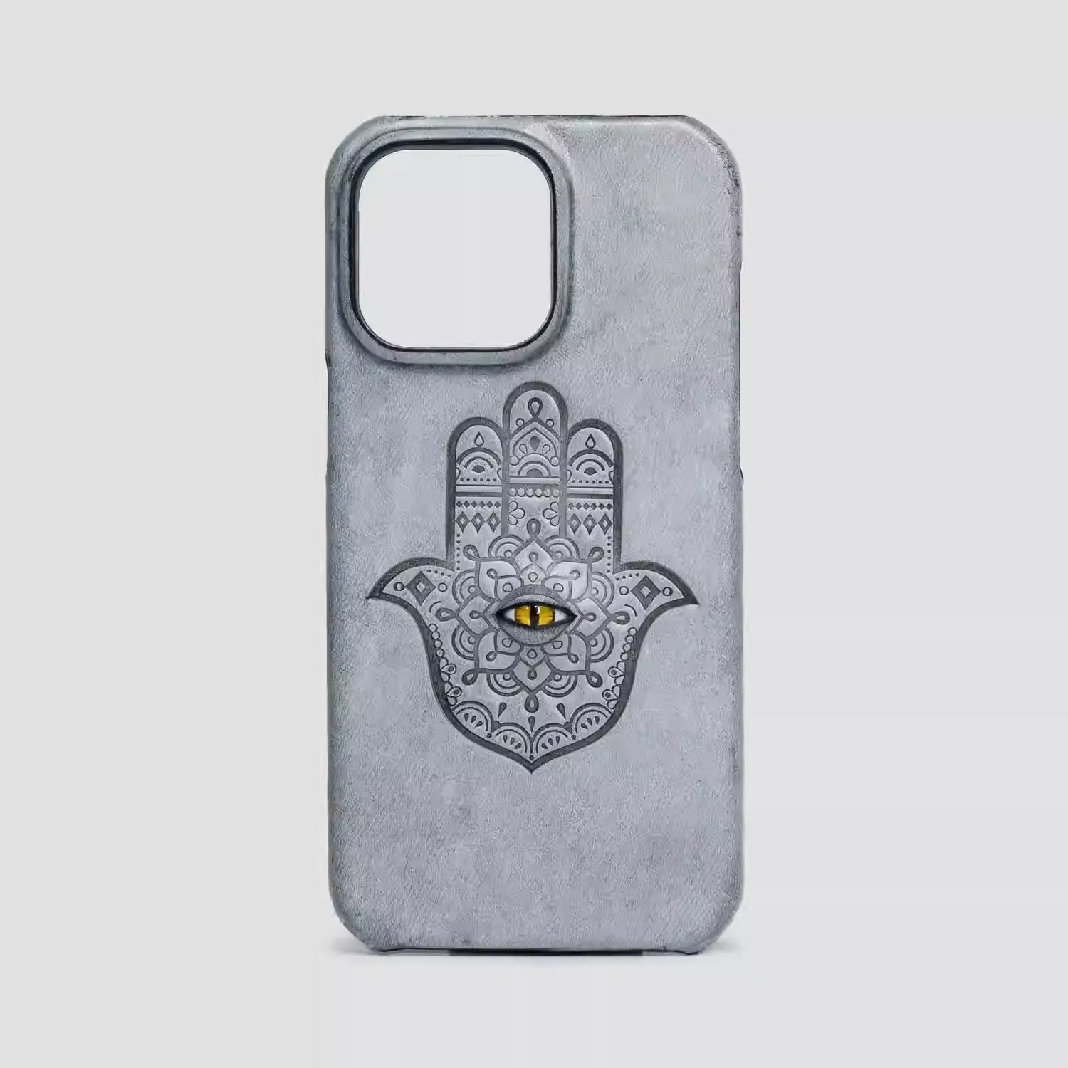 iPhone 16 Pro Case | 3D Eye and Hand | Handmade Leather