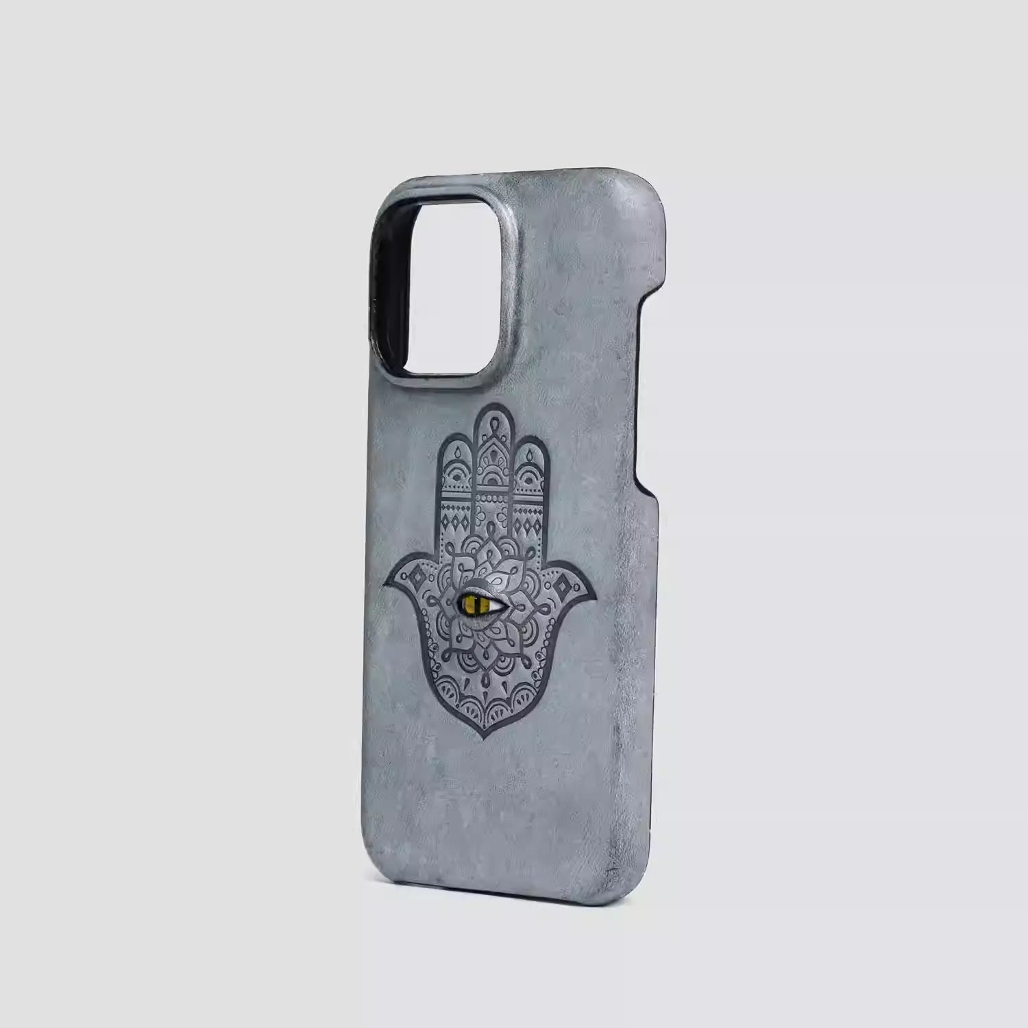 iPhone 16 Pro Case | 3D Eye and Hand | Handmade Leather